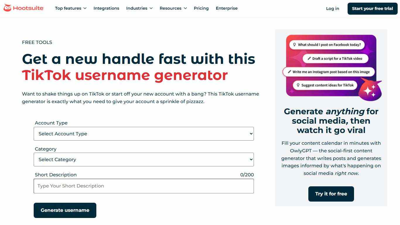 Free TikTok Username Generator
